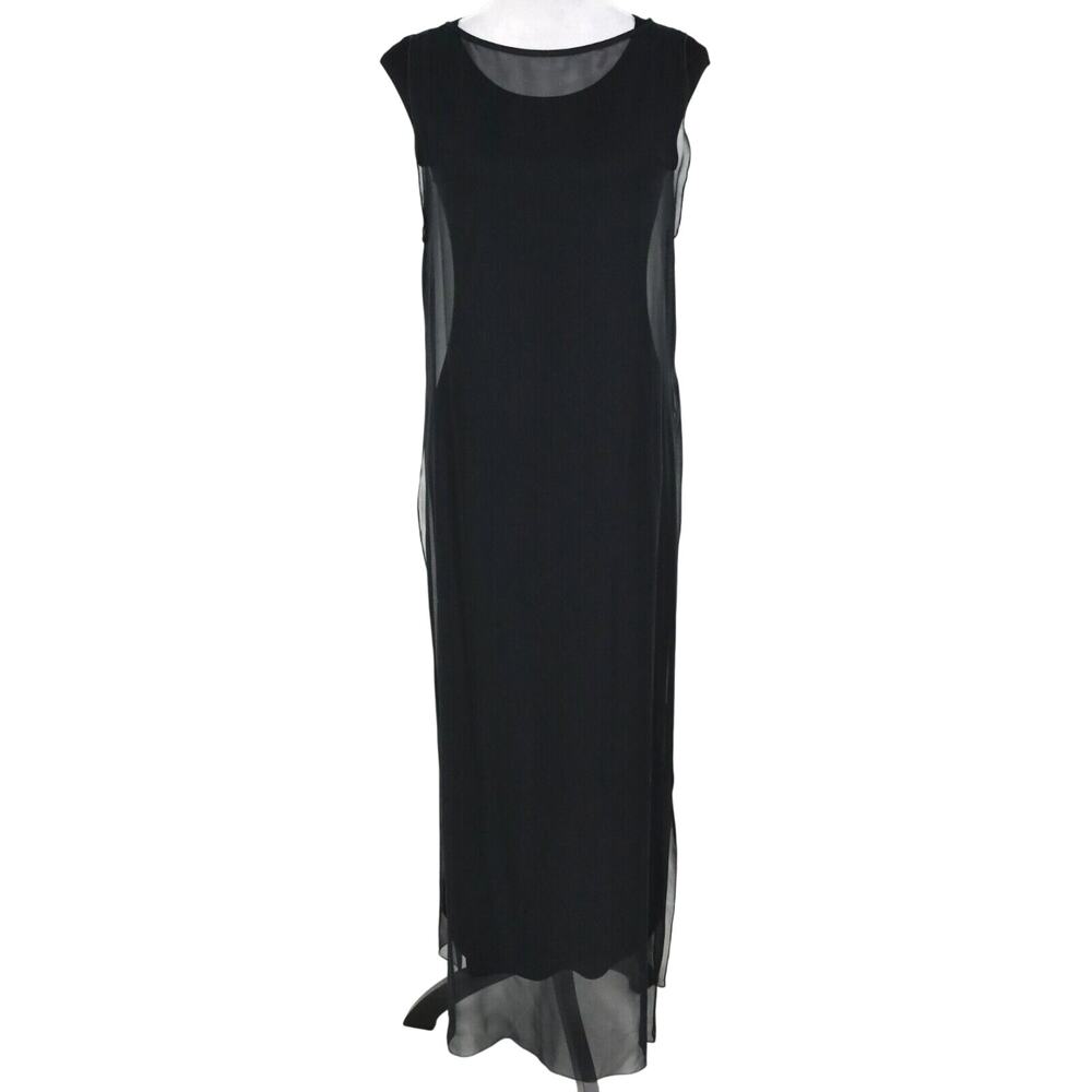 Petite Sophisticate Gown Petite PS SP Black Dress Stretch Knit Sheer Overlay